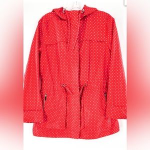 Merona pinkish-red polka dot rain jacket size extra small